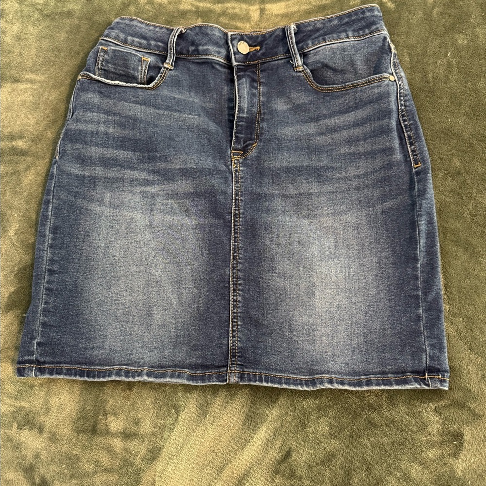 Apt. 9 Blue and Gold Knee-Length Pencil Skirt for Work